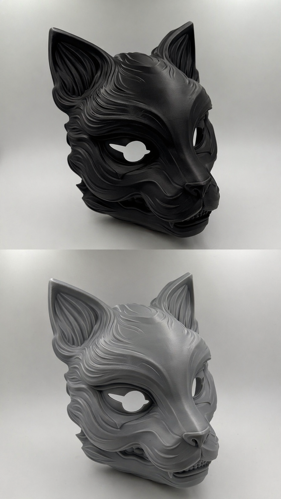 Kitsune Fox Mask with Moving Jaw | Japanese Yokai Cosplay Mask | Articulated Jaw Anime Mask