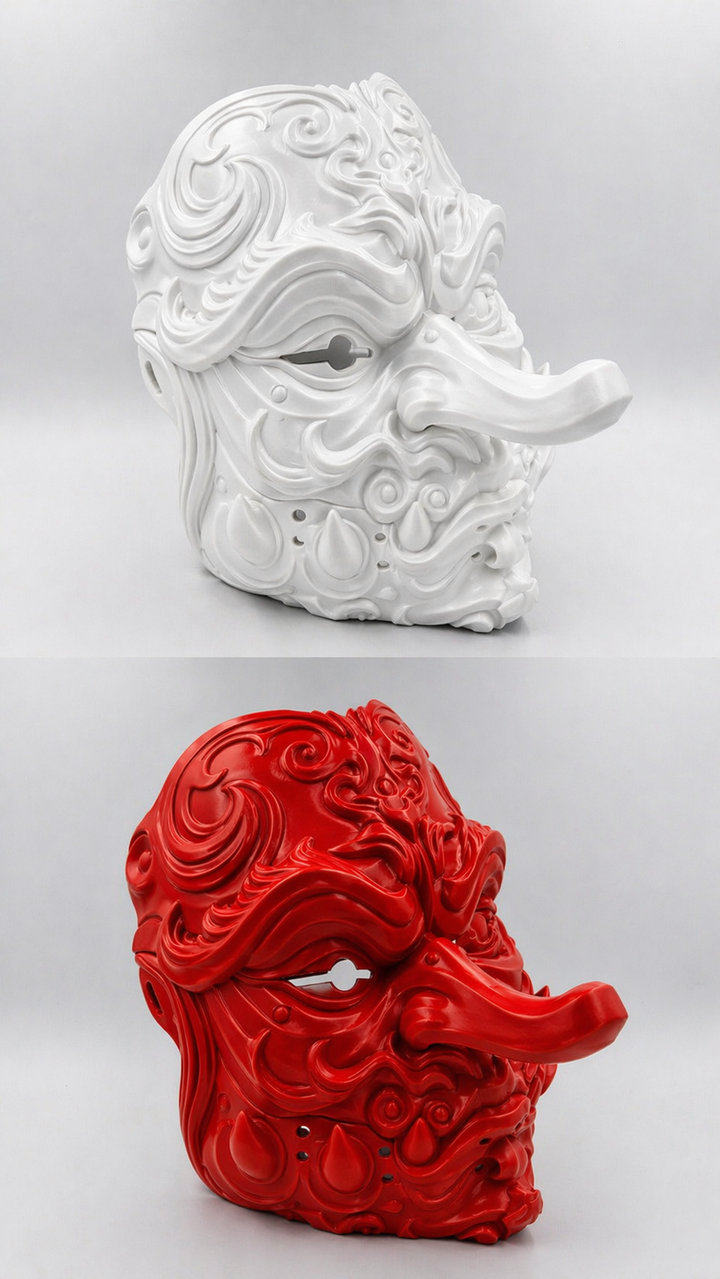 Tengu Mask Japanese | Long Nose Yokai Demon Cosplay Mask | Samurai Japanese Mask