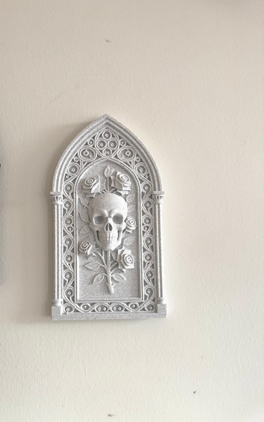 Gothic Skull & Roses Wall Plaque Victorian Arch Skull Gothic Home Wall Art