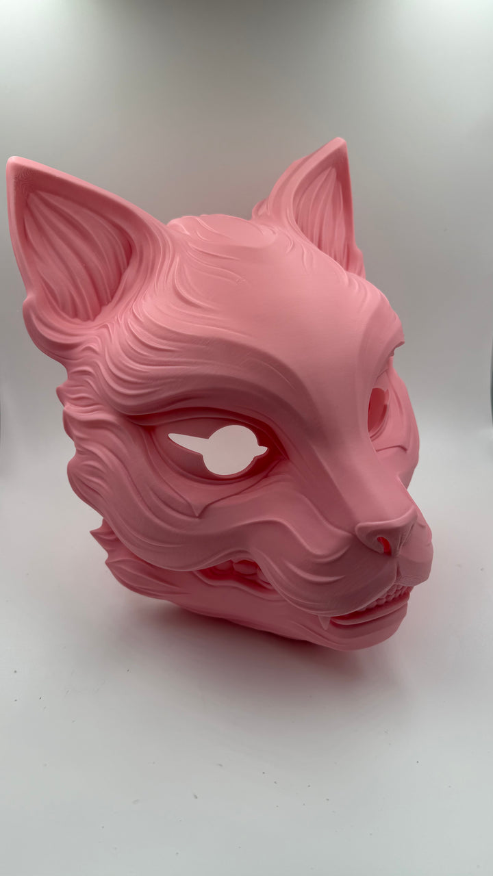 Kitsune Fox Mask with Moving Jaw | Japanese Yokai Cosplay Mask | Articulated Jaw Anime Mask