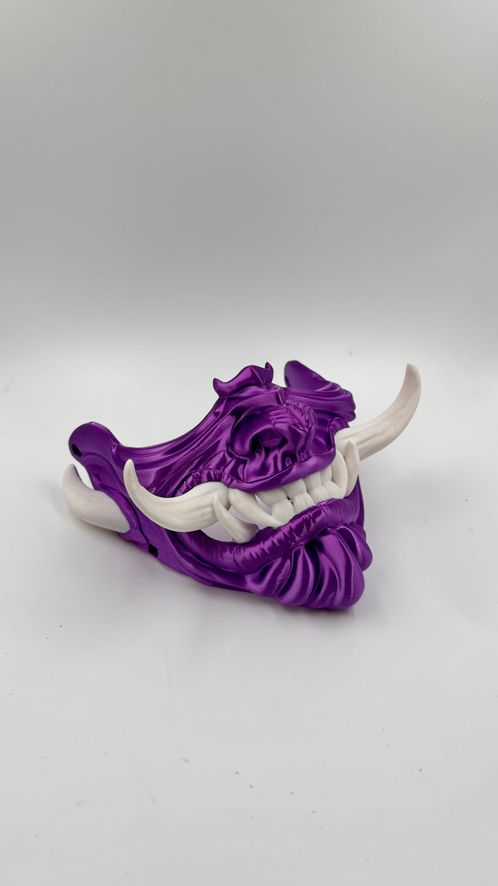 Japanese Oni Mask Lower Face Samurai Demon Half Mask for Cosplay, Samurai Armor, Festival Wear, Collectible Japanese Mask