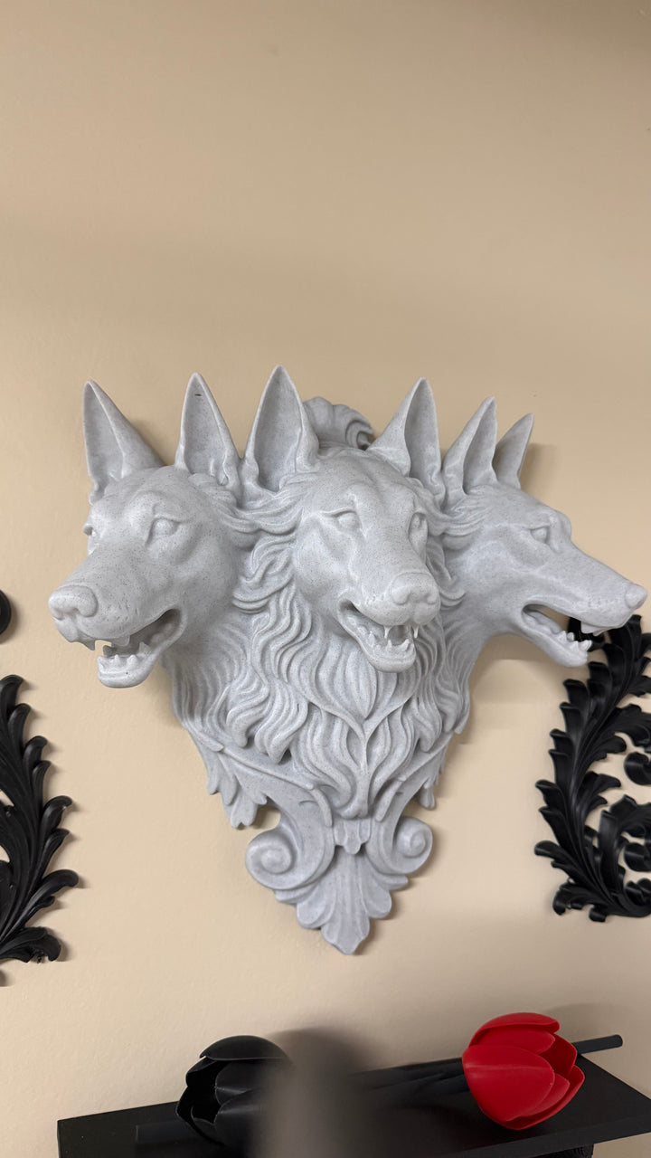 Cerberus Guardian of the Underworld Wall Sculpture Gothic Mythology Decor 3 Headed Dog Wall Art Dark Fantasy Home Decor Occult Wall Hanging