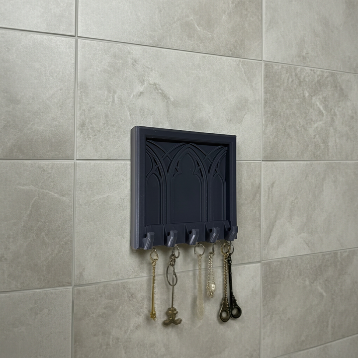 Gothic Cathedral Keychain & Necklace Holder – Dark Home Décor Organizer with 5 Hooks