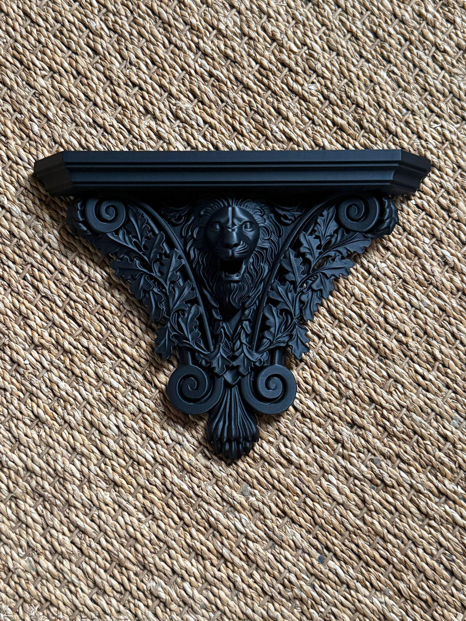 French Gothic Lion Head Wall Shelf Coorbel