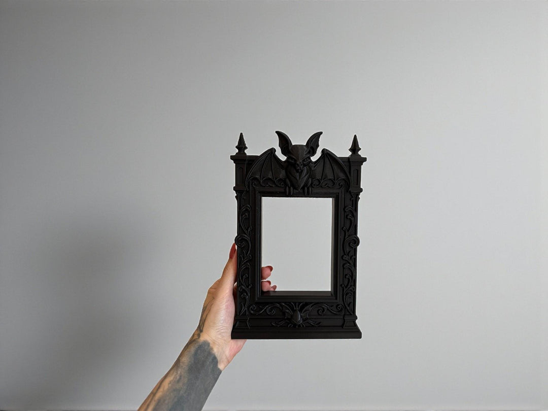 Gothic Victorian Bat Cathedral Frame | Ornate Picture Frame with Bat Wings | Dark Home Decor | Gothic Wall Decor Baroque Mirror Frame