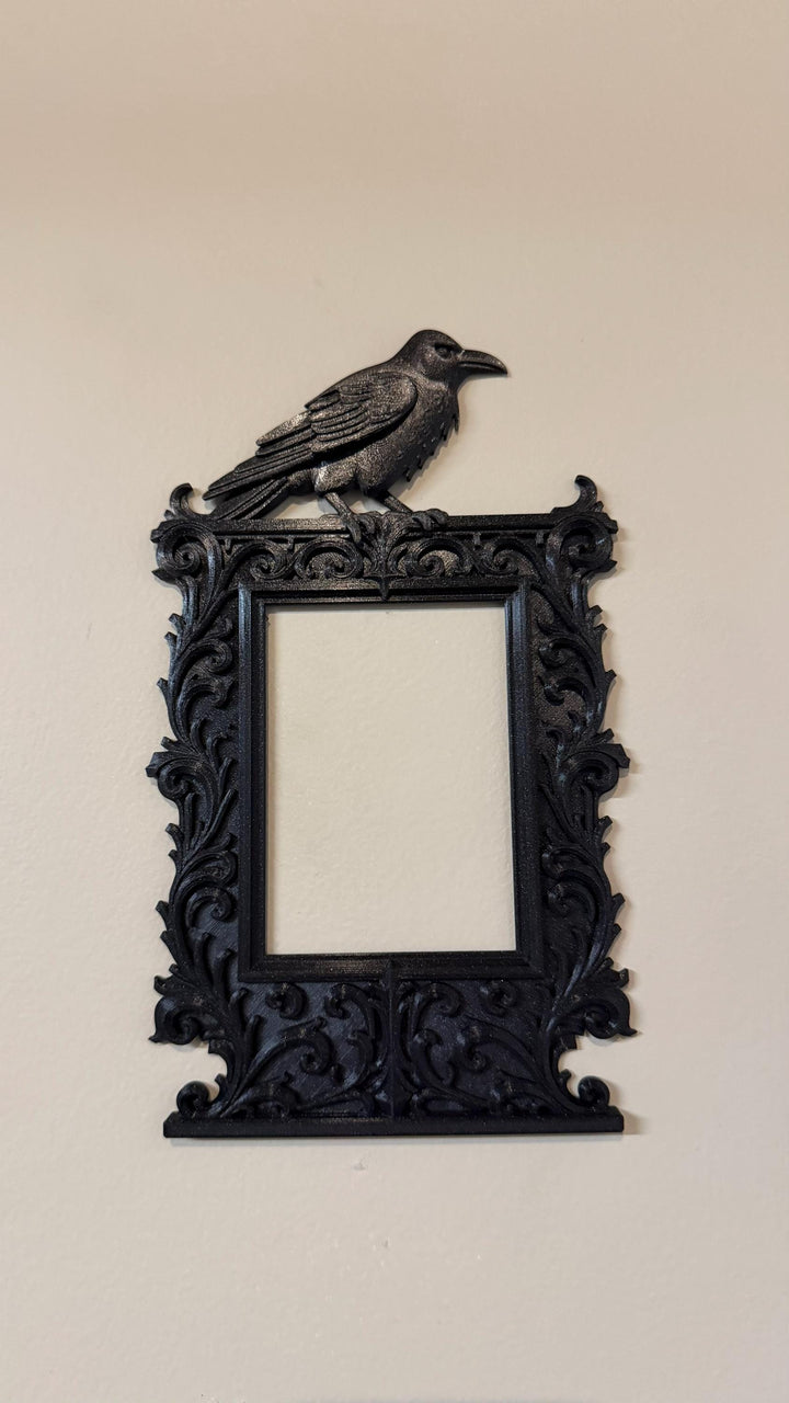 Gothic Raven DIY Wall Decor | Portrait Frame with Crow | Victorian Baroque Home Decor | Witchy Dark Academia Art | Raven Skull Decor