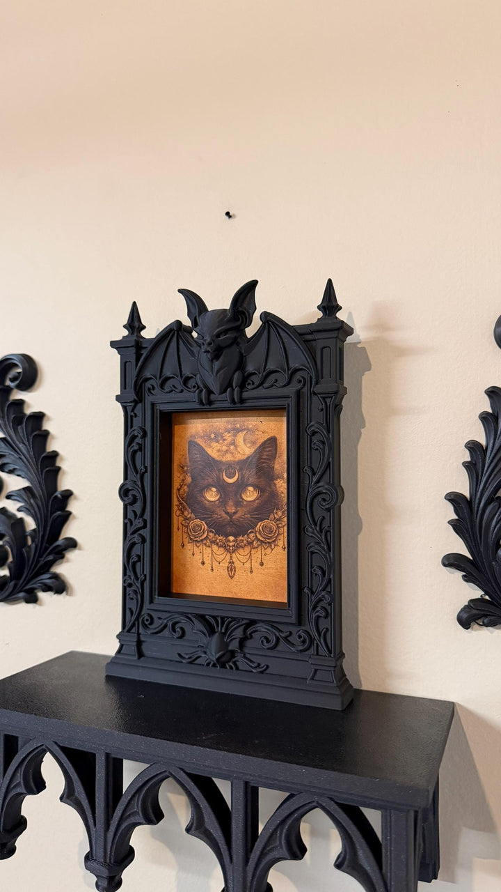 Gothic Victorian Bat Cathedral Frame | Ornate Picture Frame with Bat Wings | Dark Home Decor | Gothic Wall Decor Baroque Mirror Frame