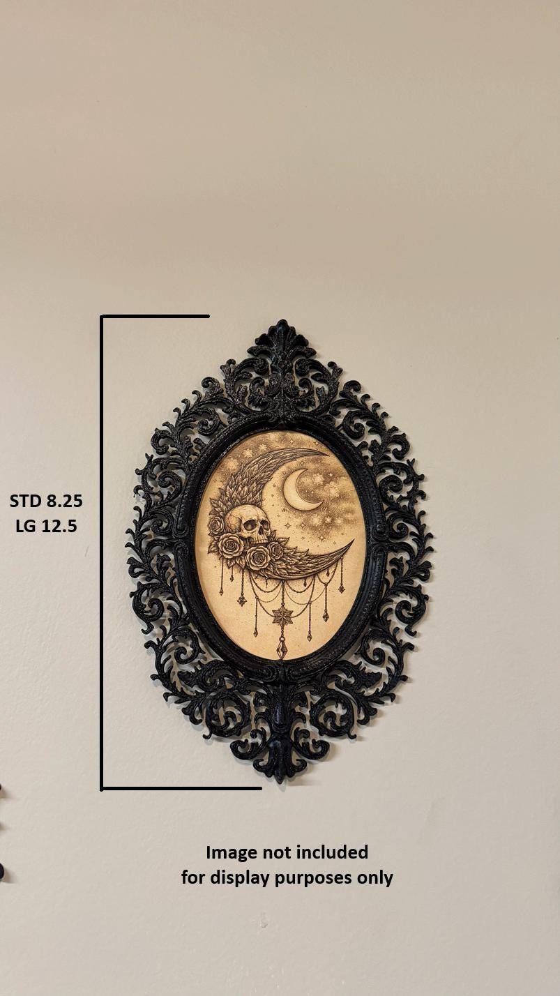 Ornate Oval Victorian Gothic Frame | DIY Baroque Wall Decor Empty Frame | Dark Aesthetic Gallery Wall Art | Medieval Filigree