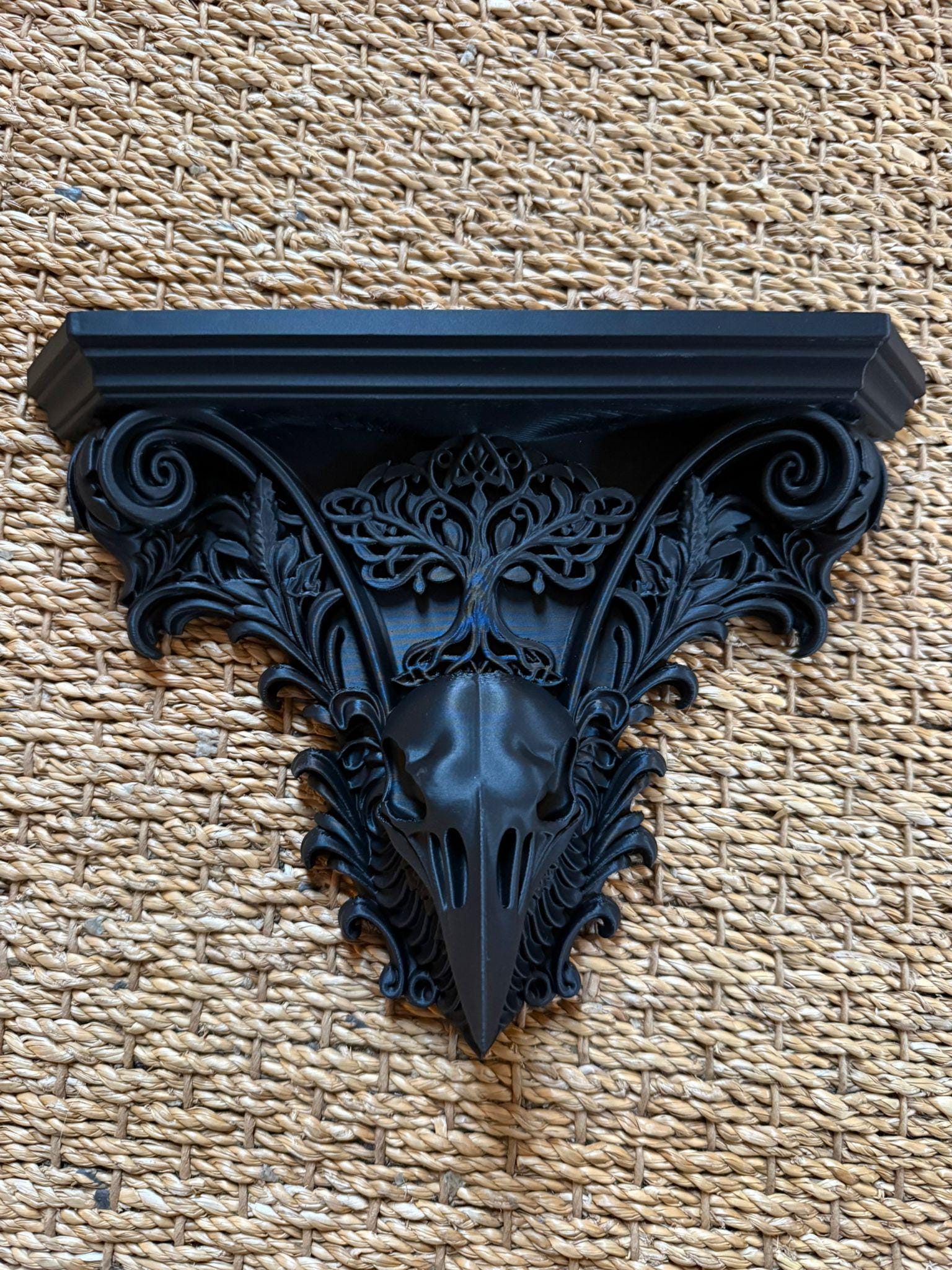 Gothic Raven skull Wall Shelf Corbel