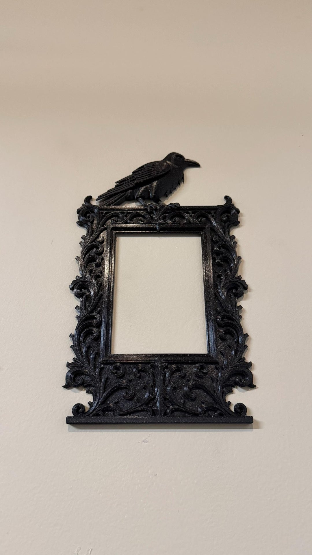 Gothic Raven DIY Wall Decor | Portrait Frame with Crow | Victorian Baroque Home Decor | Witchy Dark Academia Art | Raven Skull Decor