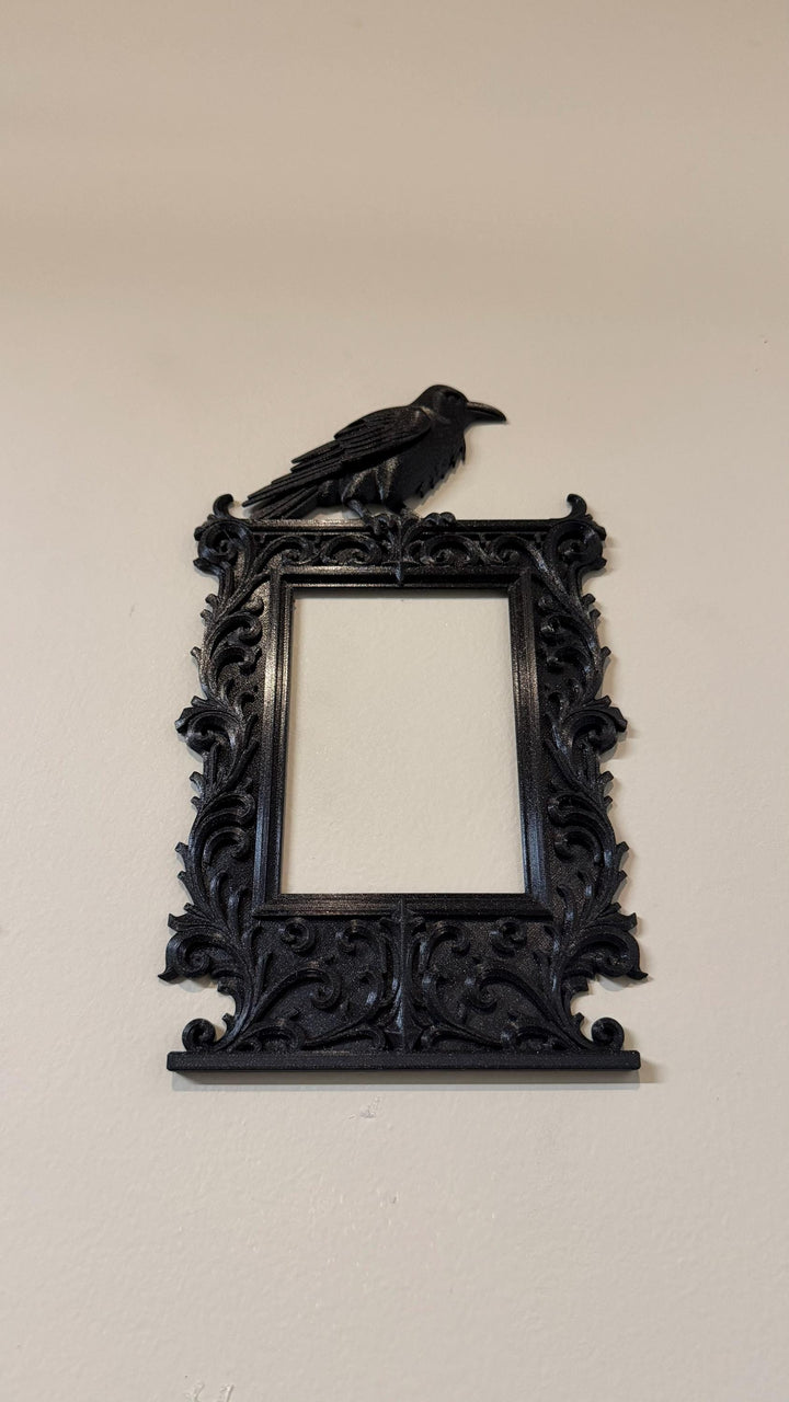 Gothic Raven DIY Wall Decor | Portrait Frame with Crow | Victorian Baroque Home Decor | Witchy Dark Academia Art | Raven Skull Decor