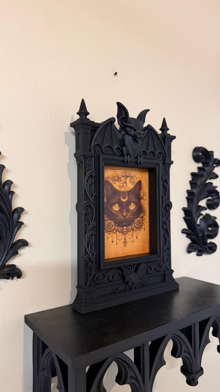 Gothic Victorian Bat Cathedral Frame | Ornate Picture Frame with Bat Wings | Dark Home Decor | Gothic Wall Decor Baroque Mirror Frame