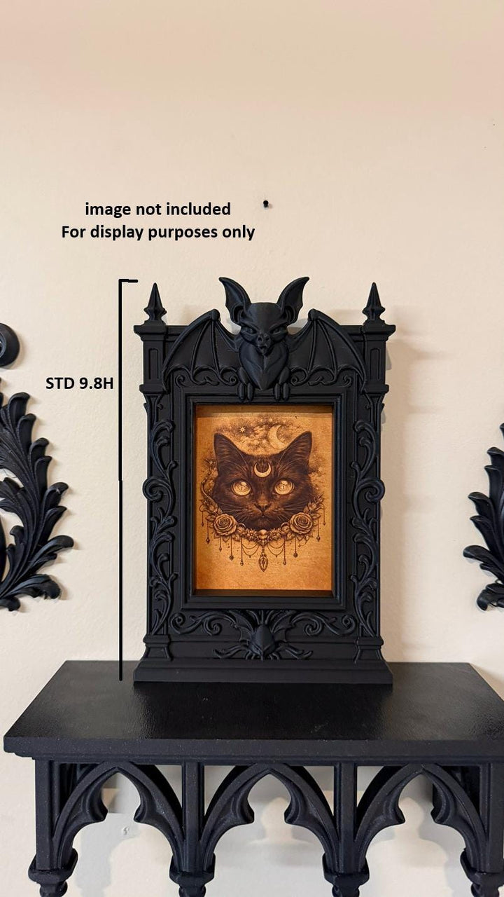 Gothic Victorian Bat Cathedral Frame | Ornate Picture Frame with Bat Wings | Dark Home Decor | Gothic Wall Decor Baroque Mirror Frame