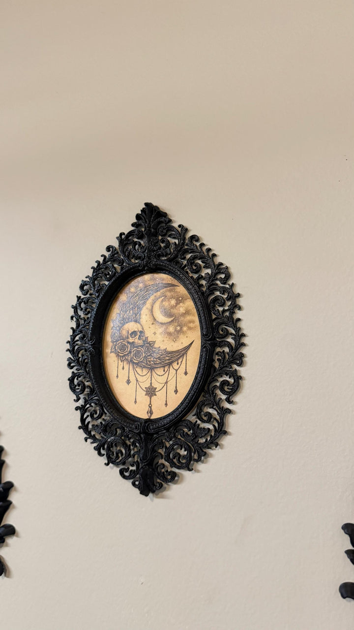 Ornate Oval Victorian Gothic Frame | DIY Baroque Wall Decor Empty Frame | Dark Aesthetic Gallery Wall Art | Medieval Filigree