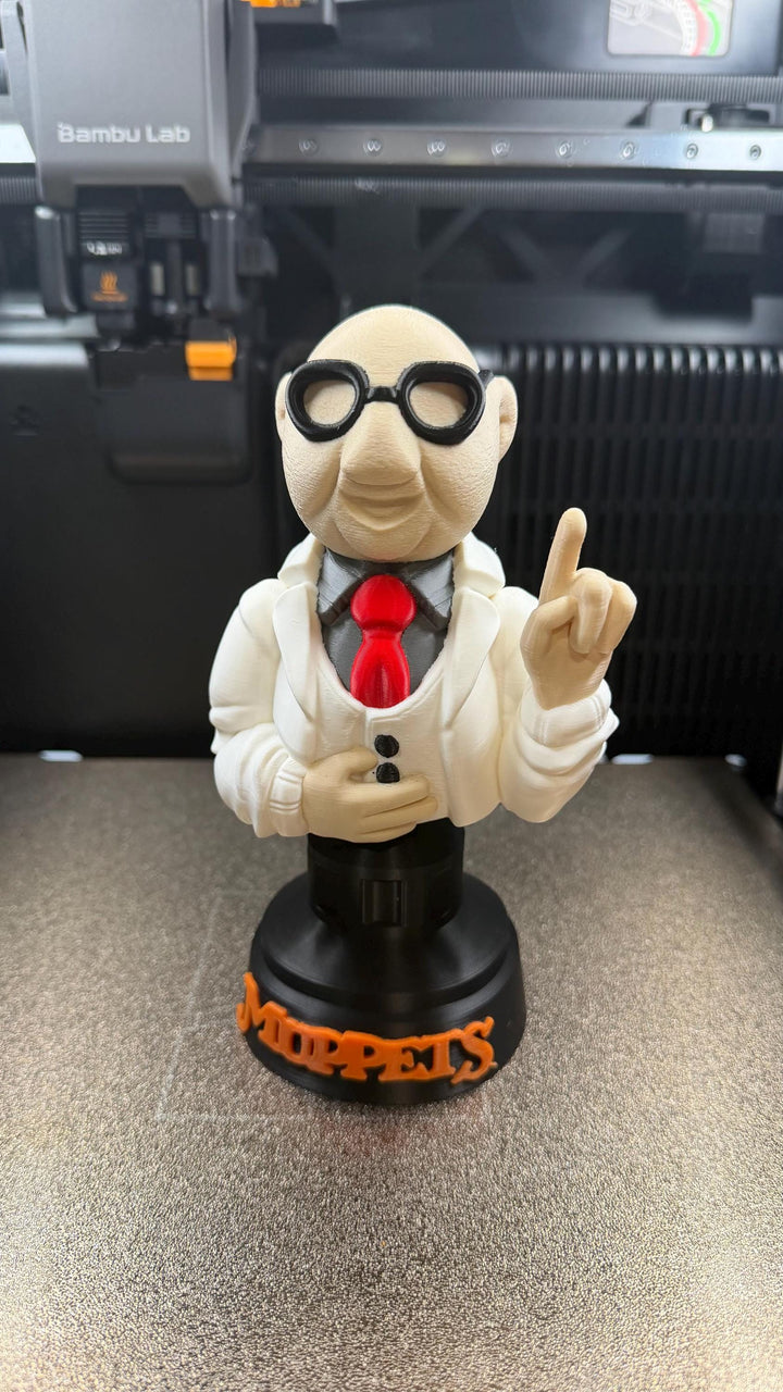 Colorful Whimsical 3D Printed Bunsen Character from The Muppets - A Fun Addition to Your Collection!