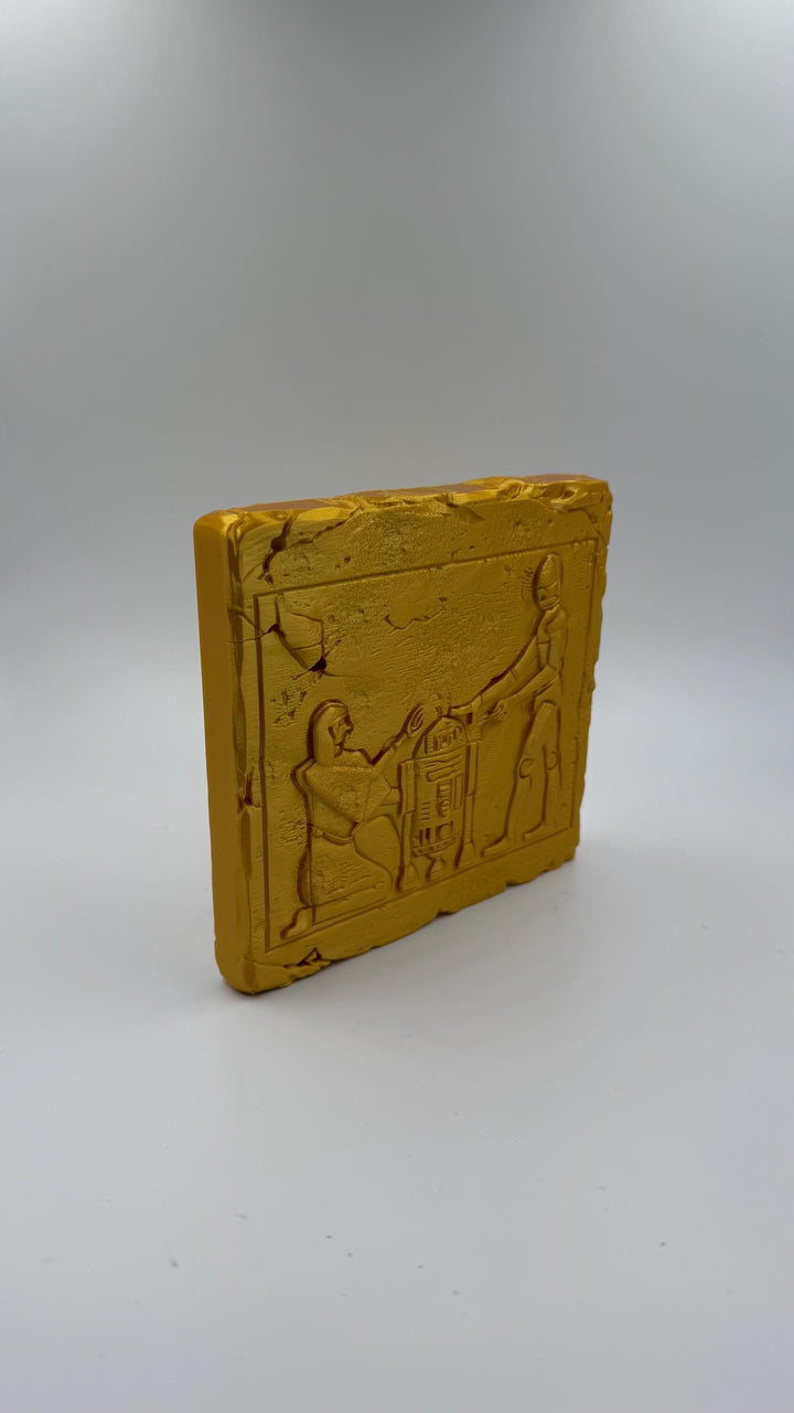 Ancient Egyptian Star Wars Tablet | Jedi Droid Wall Art | Sci-Fi Hieroglyph Decor |