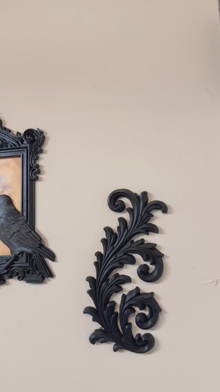 Gothic Raven Frame Wall Decor | Black Crow Ornate Victorian Picture Frame | Dark Academia Halloween Decor | Spooky Bird Wall Art
