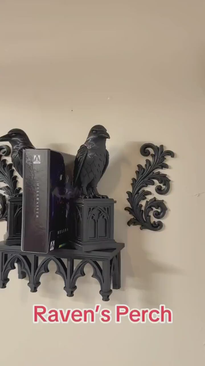 Gothic Raven Book end perch and Wall hang