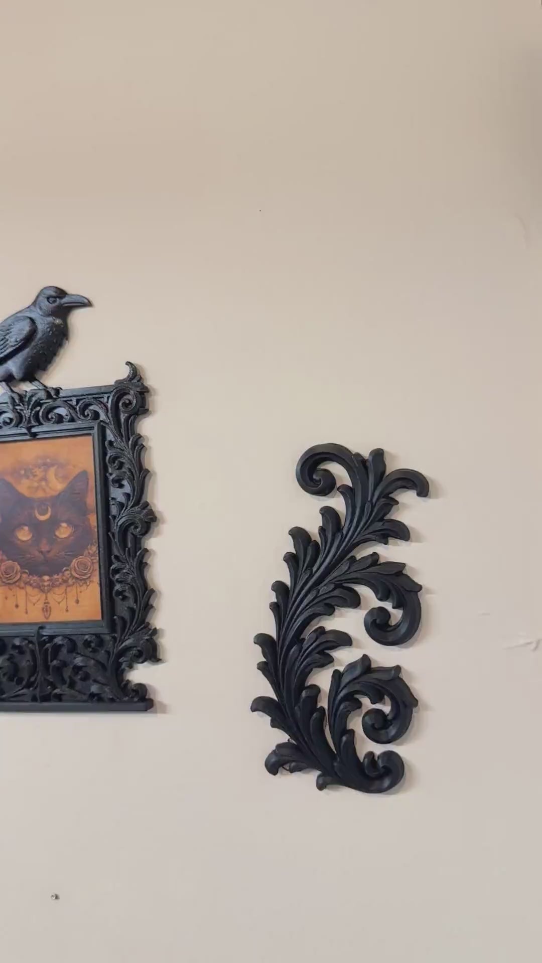 Gothic Raven DIY Wall Decor |  Portrait Frame with Crow | Victorian Baroque Home Decor | Witchy Dark Academia Art | Raven Skull Decor
