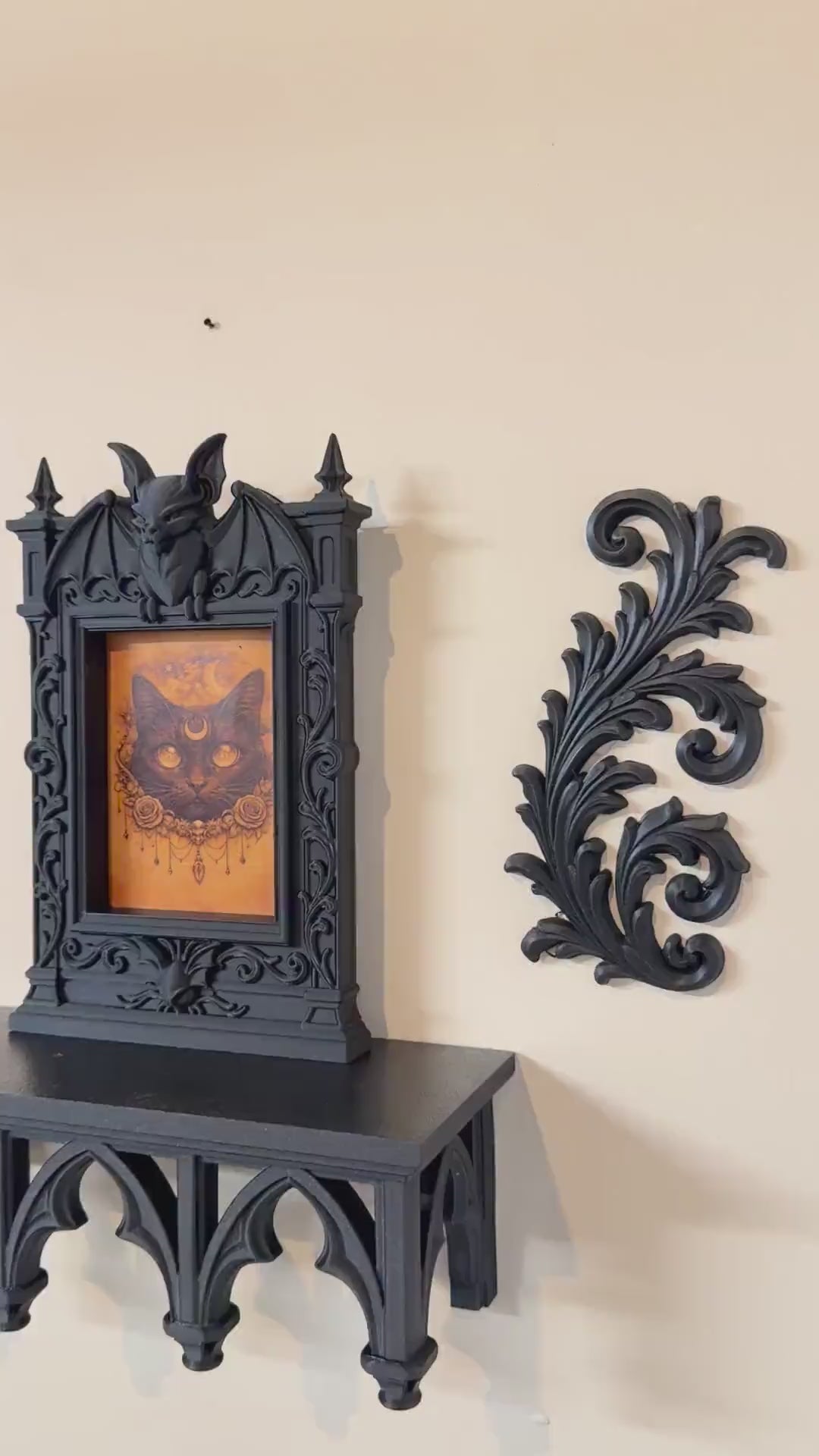 Gothic Victorian Bat Cathedral Frame | Ornate Picture Frame with Bat Wings | Dark Home Decor | Gothic Wall Decor Baroque Mirror Frame